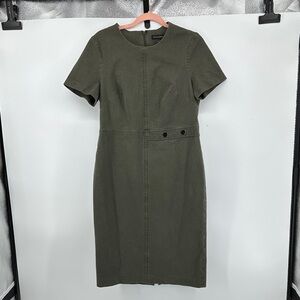Banana Republic Business Corpcore Luxury Academia Elegant Olive Green Dress Sz14